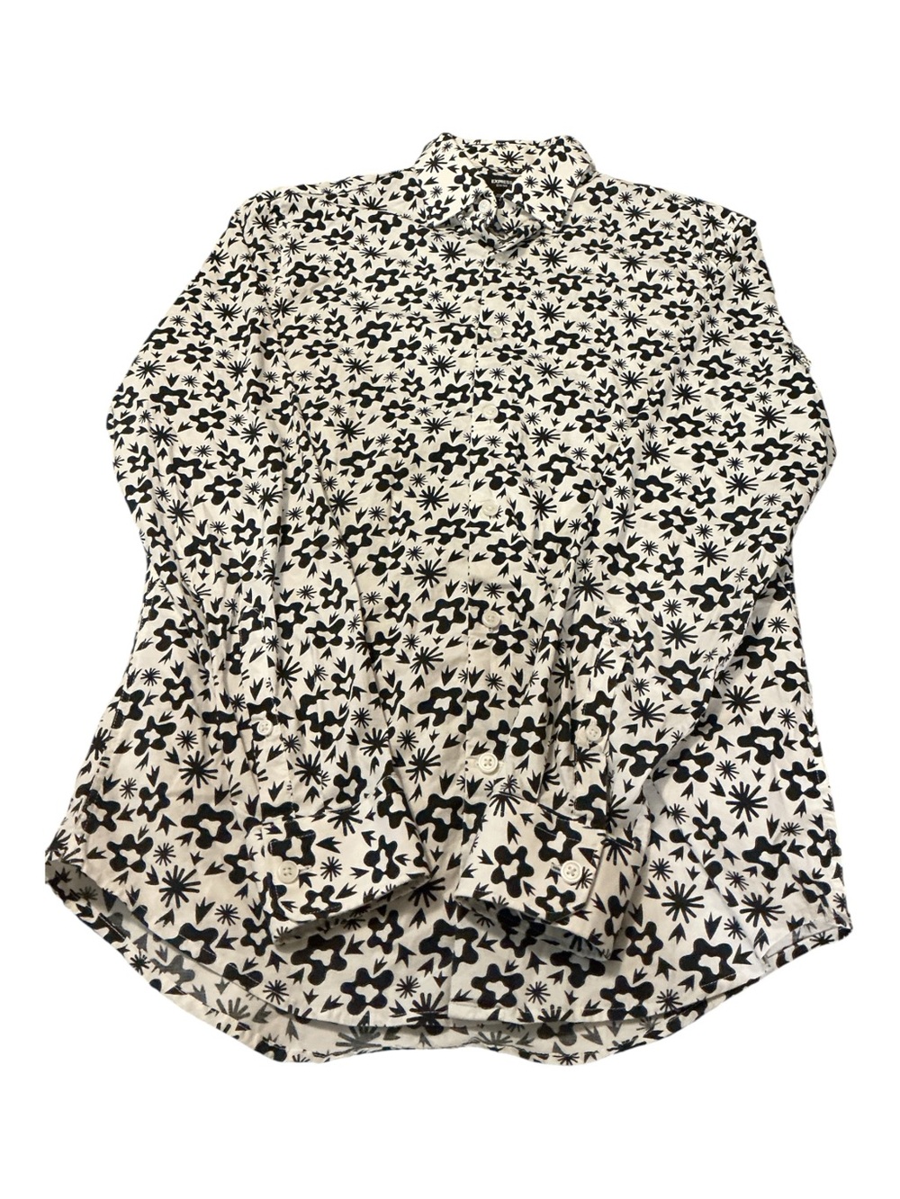 Express Black and White Floral Button-Down Shirt